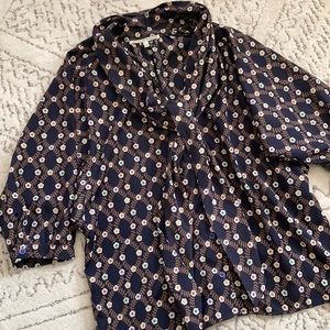 Floral tie neck blouse